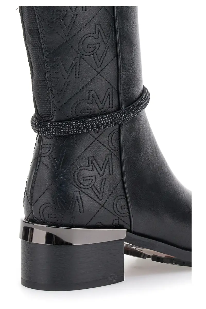 Stivali neri con logo e tacco decorato Gianmarco Venturi SV0184 [NERO] miniatura 3