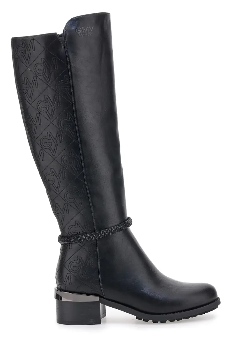 Stivali neri con logo e tacco decorato Gianmarco Venturi SV0184 [NERO]