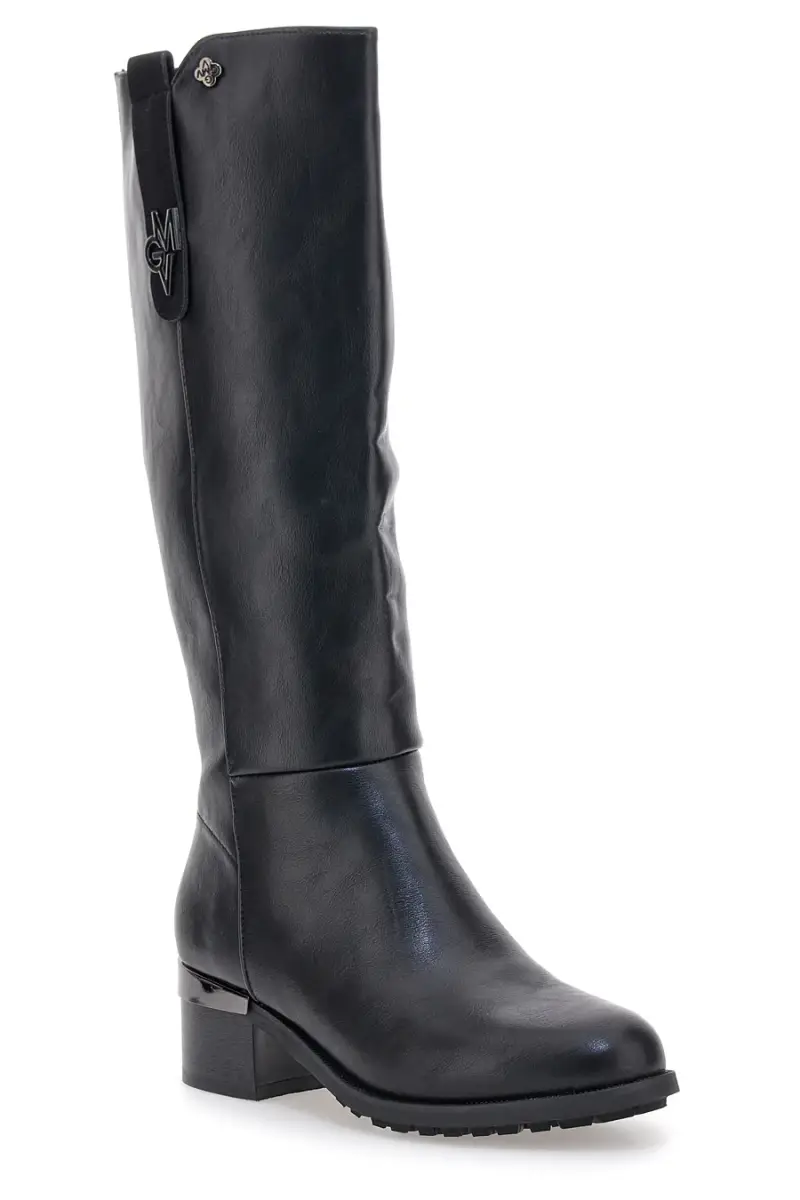 Stivali neri con logo laterale e tacco decorato Gianmarco Venturi SV0199 [NERO] miniatura 2