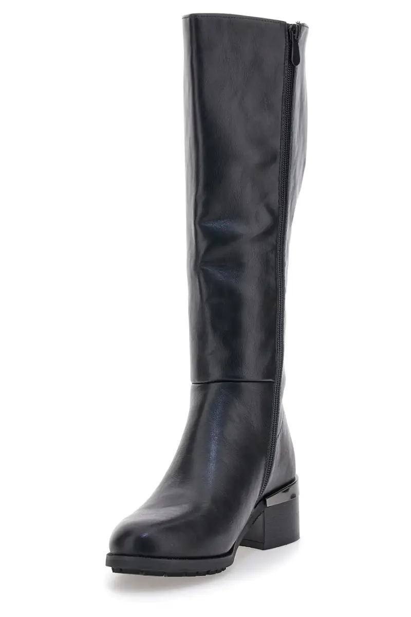 Stivali neri con logo laterale e tacco decorato Gianmarco Venturi SV0199 [NERO] miniatura 3