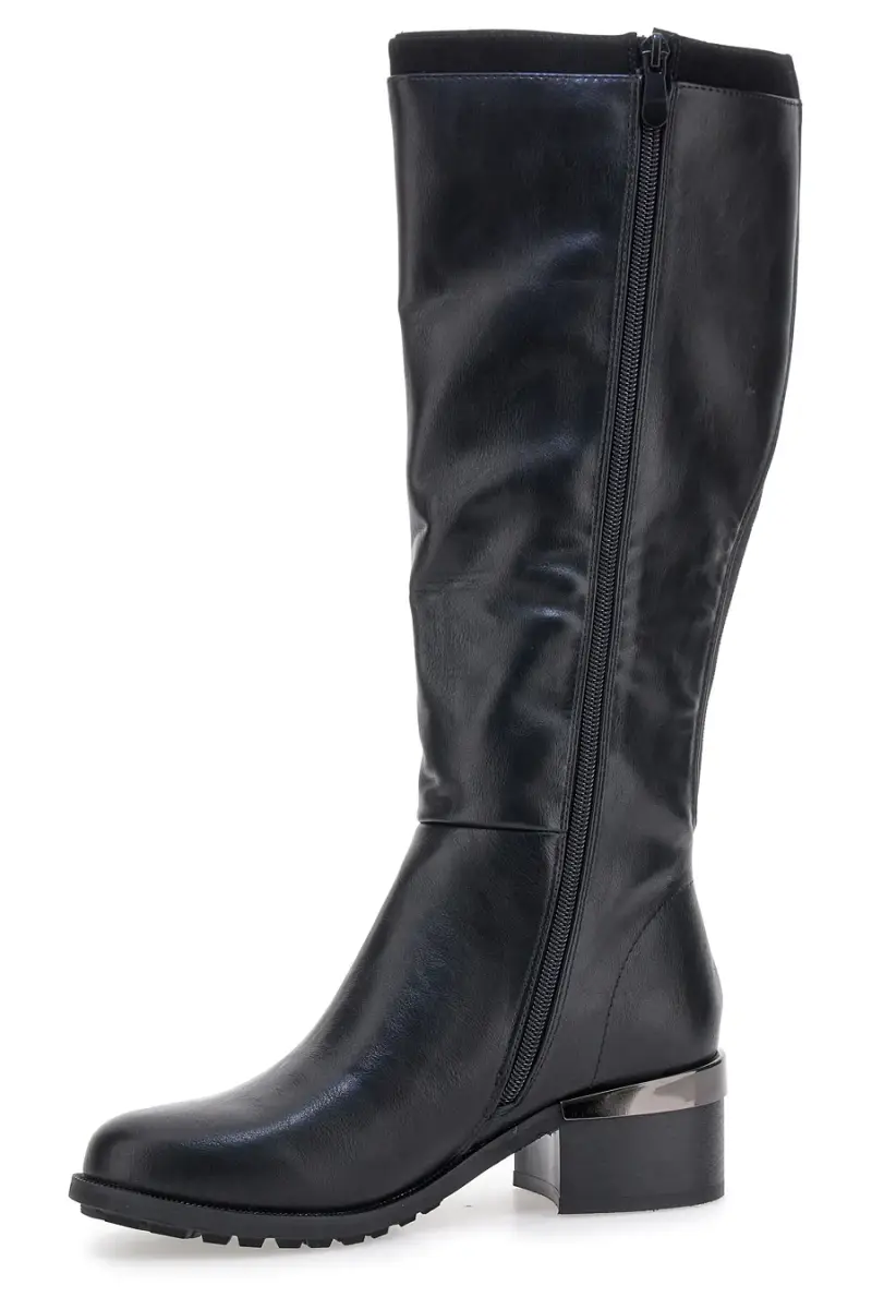 Stivali neri con tacco basso e logo laterale GMV SV0183 [NERO] miniatura 4