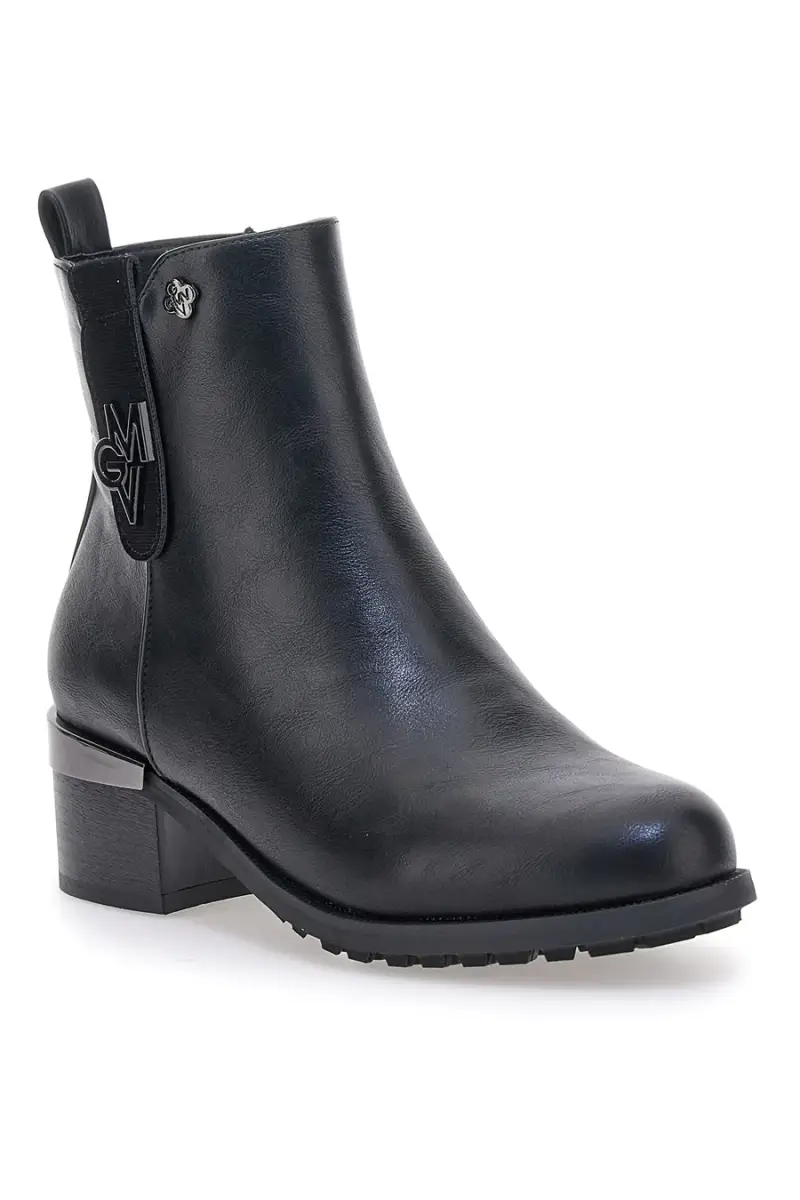 Tronchetti neri con tacco basso e dettaglio logo GMV TR0331 [NERO] miniatura 2