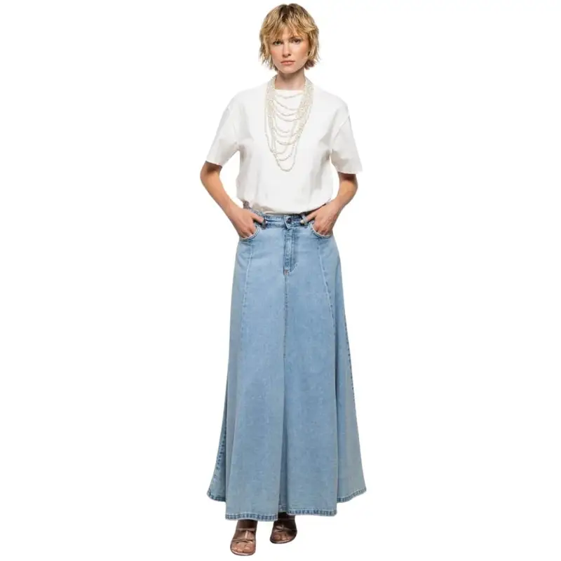 gonna lunga da donna altea in denim chiaro miniatura 2