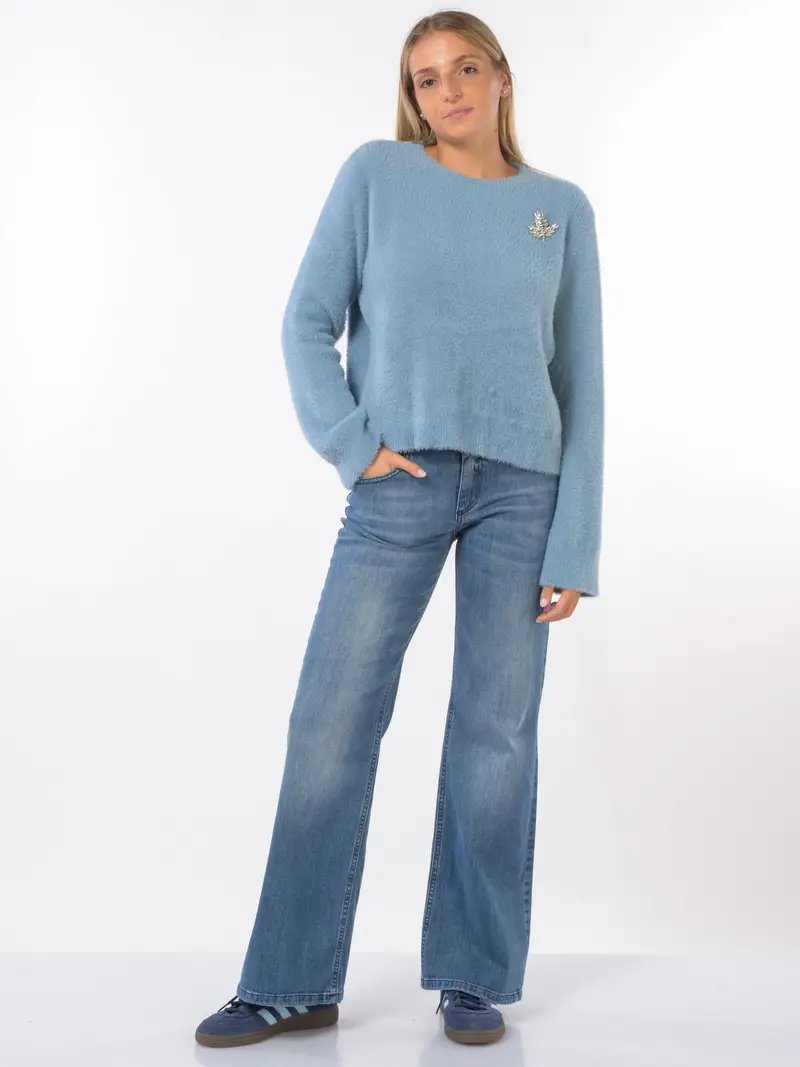 jeans da donna a palazzo stone washed Blu miniatura 2