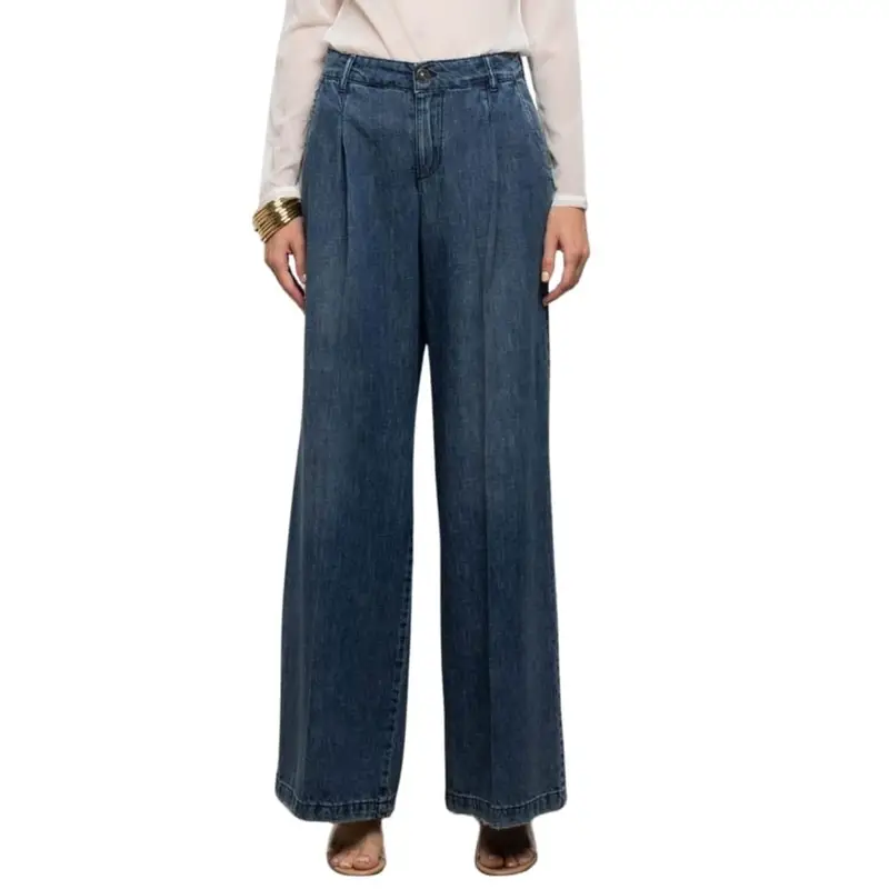 jeans da donna calliope a gamba larga in denim scuro