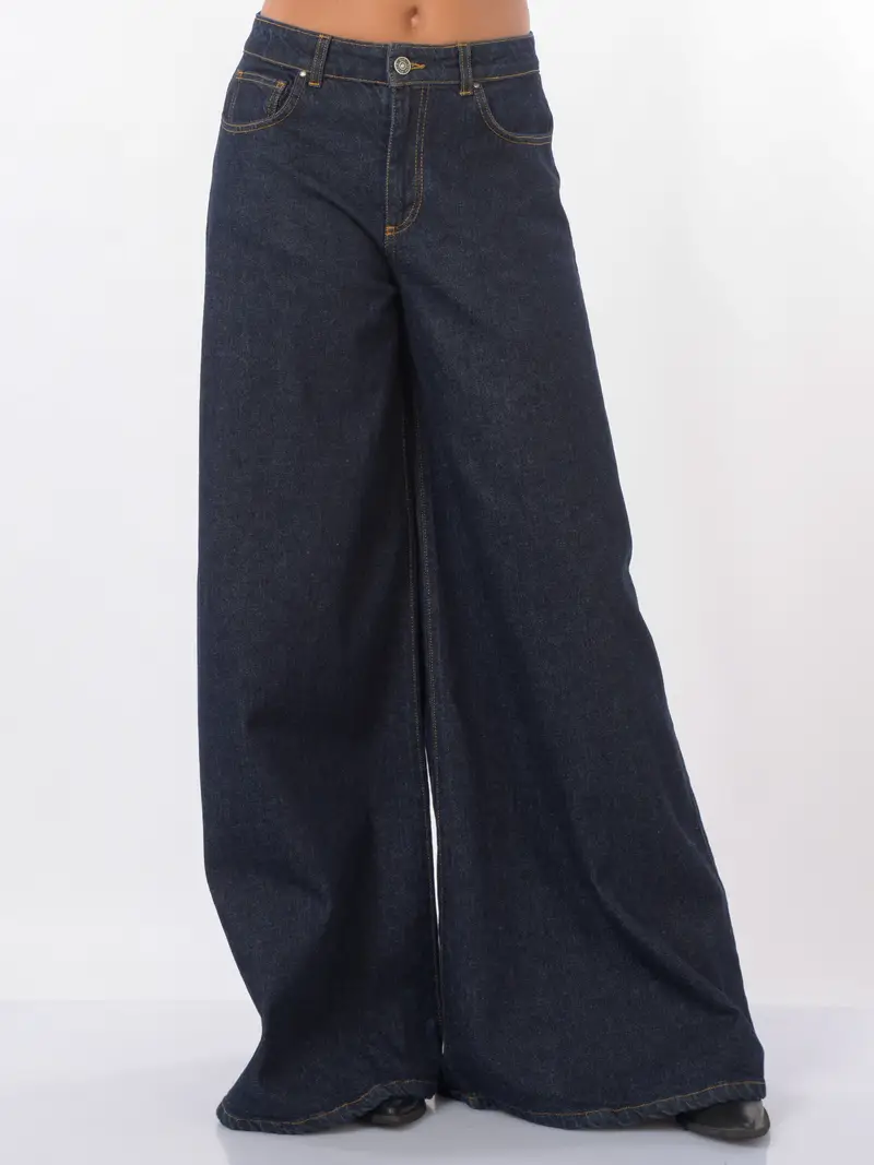 jeans da donna God Save Denim Gemma pantagonna con impunture Blu