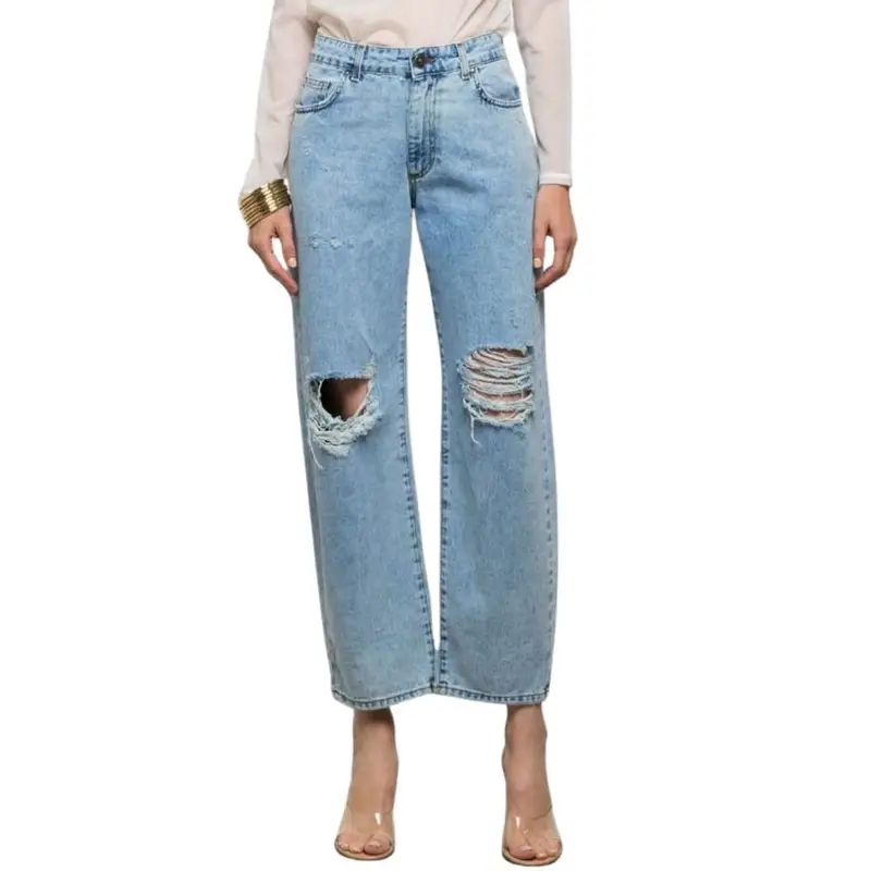 jeans da donna naiadi con strappi frontali denim chiaro