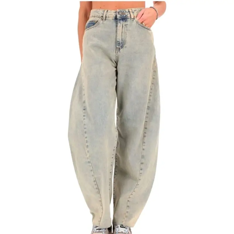 jeans da donna nemesi a gamba larga ecru