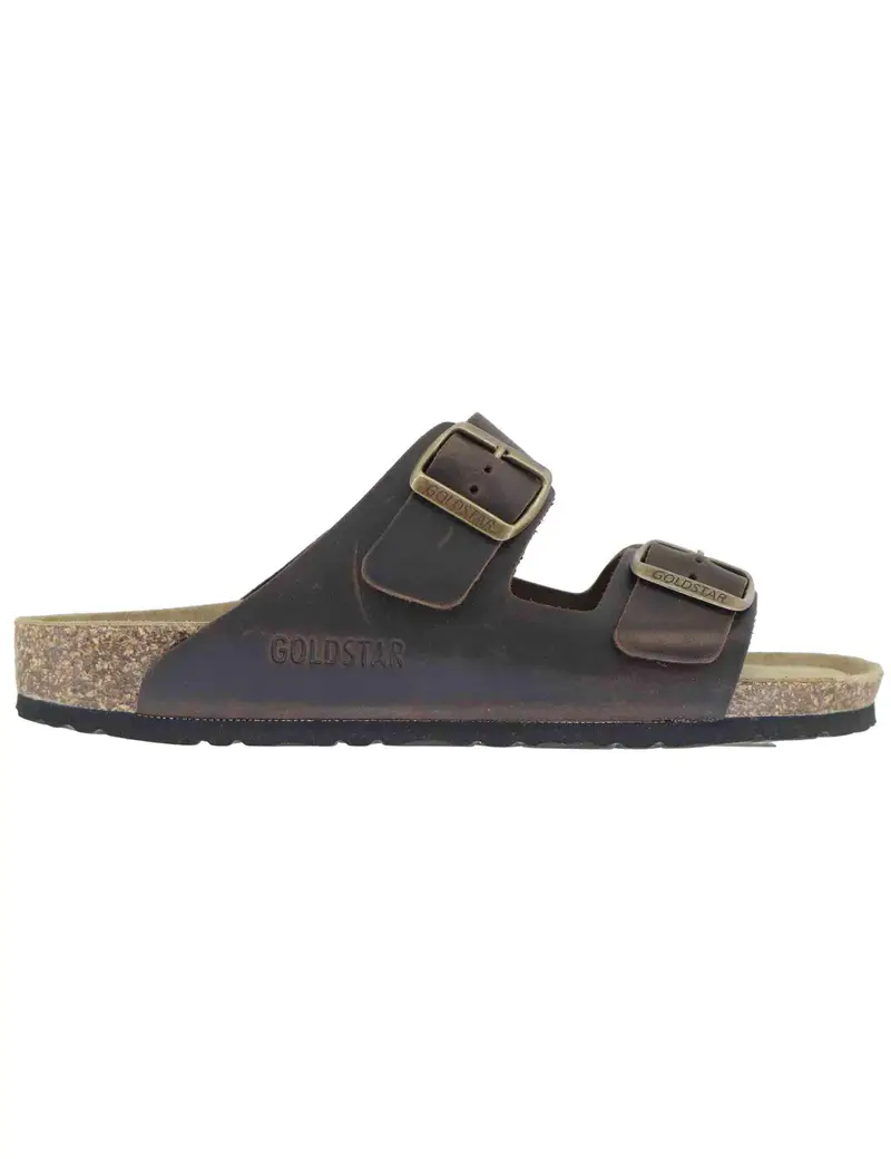 Sandali uomo in pelle marrone con doppia fibbia Uomo G283IG 014