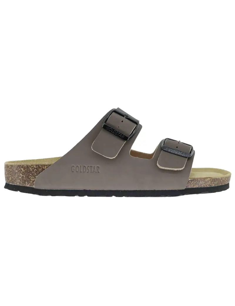 Gold Star Sandali uomo in pelle taupe con doppia fibbia Uomo GS823 032