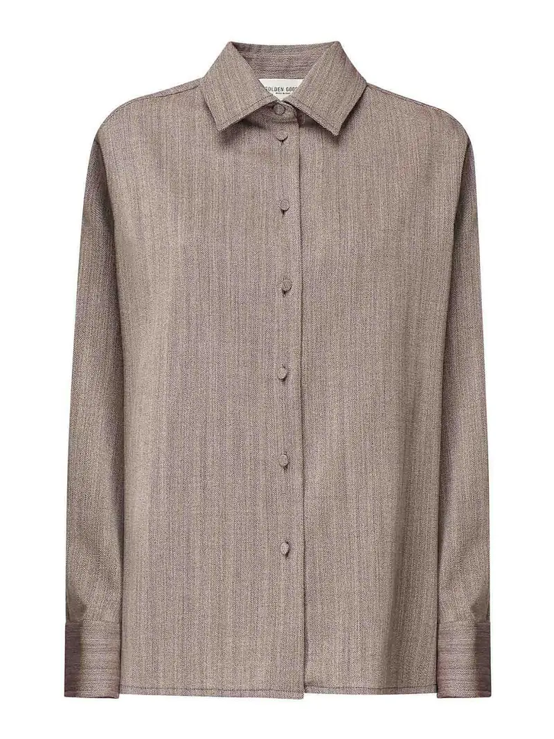 Camicia da viaggio in lana vergine Marrone