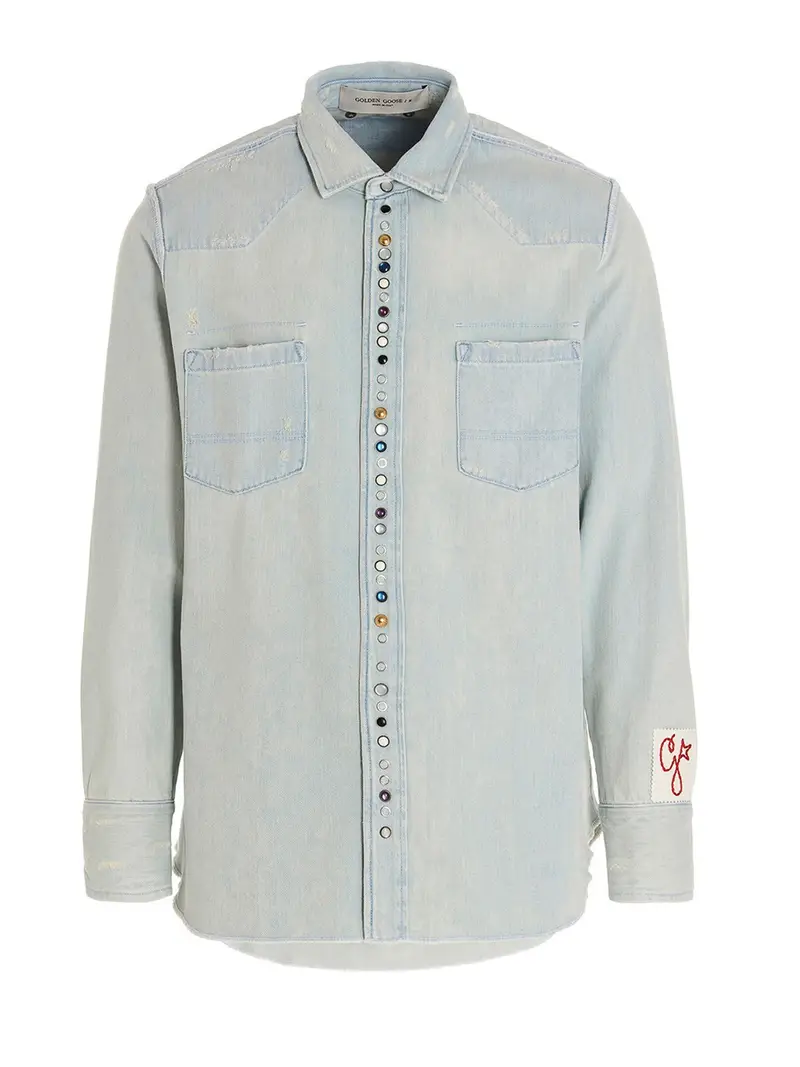 Camicia in denim slavato Azzurro