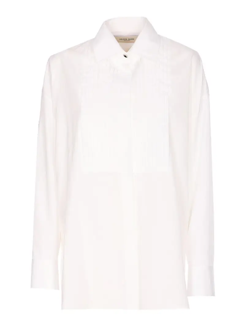 Camicia Over Bianca Con Bottoni Frontali Bianco