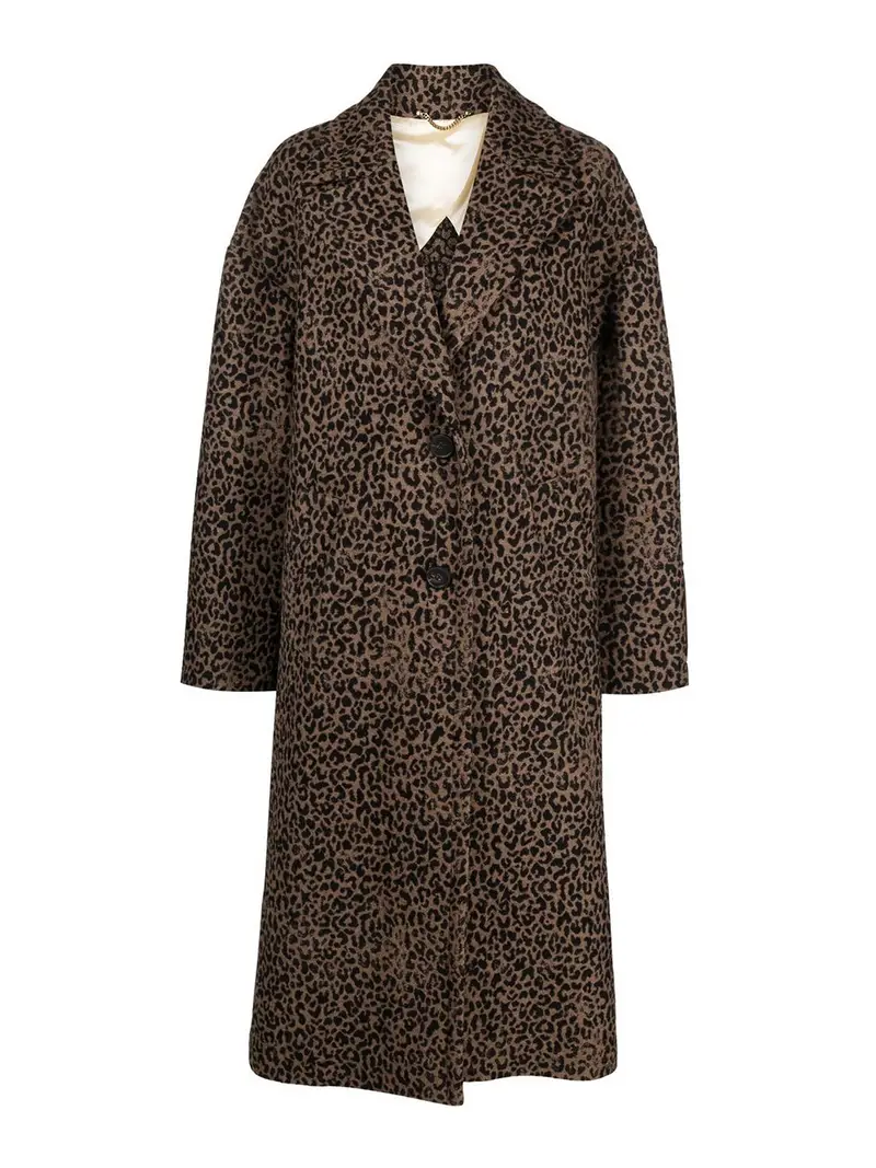 Cappotto oversize con stampa leopardata Marrone