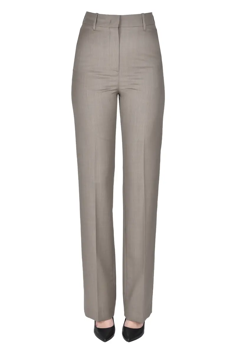 Pantaloni in fresco lana Tortora