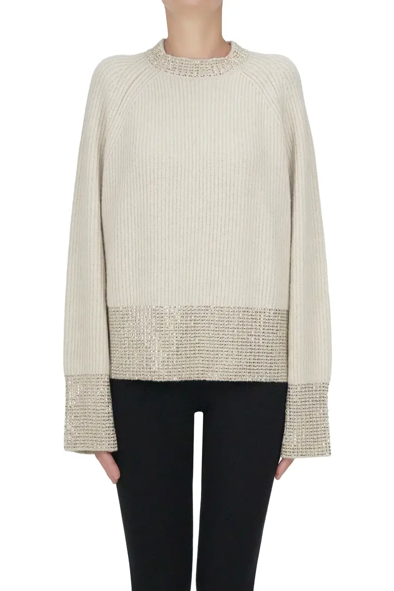 Pullover Merrion con strass Beige