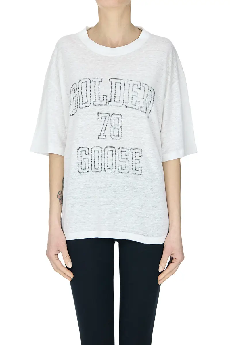 T-shirt boxy con logo Avorio