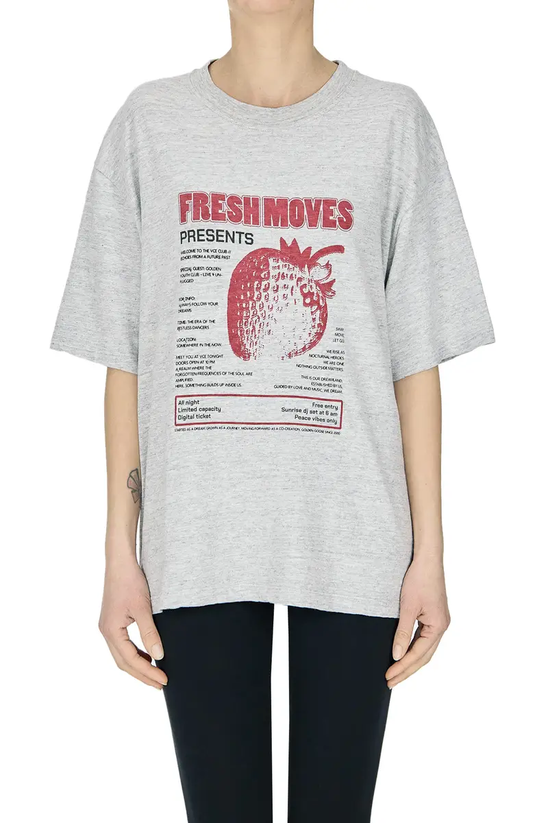 T-shirt boxy con stampa Grigio