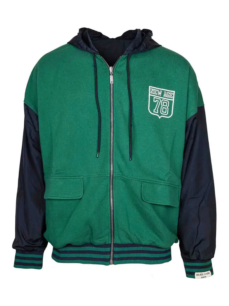 Felpa Reversibile In Cotone E Nylon Verde