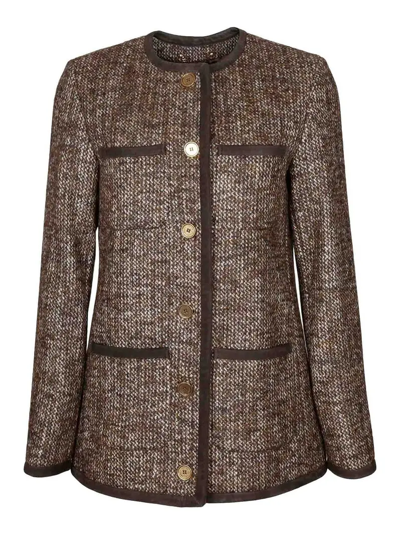 Giacca Journay In Tweed Di Lana Colore Coffe Cammello