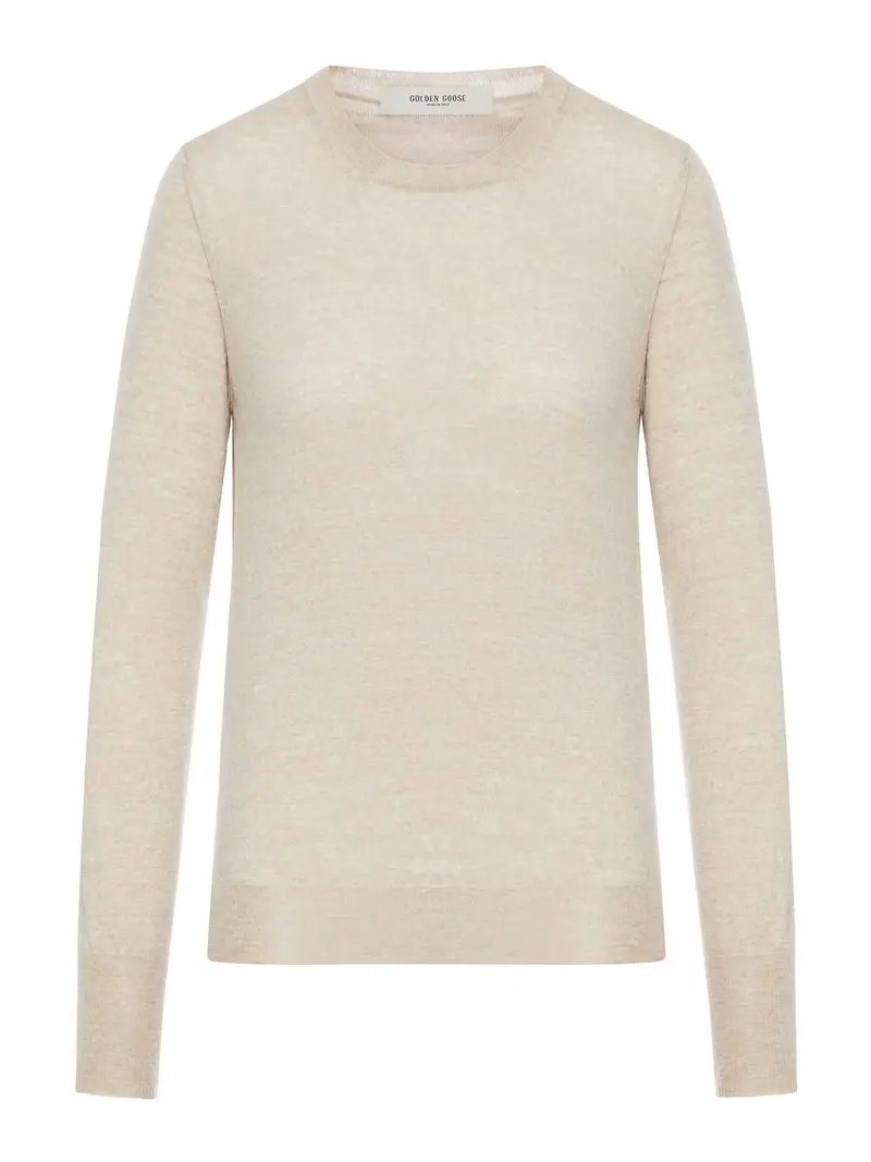 Maglione da donna in lana girocollo Marrone