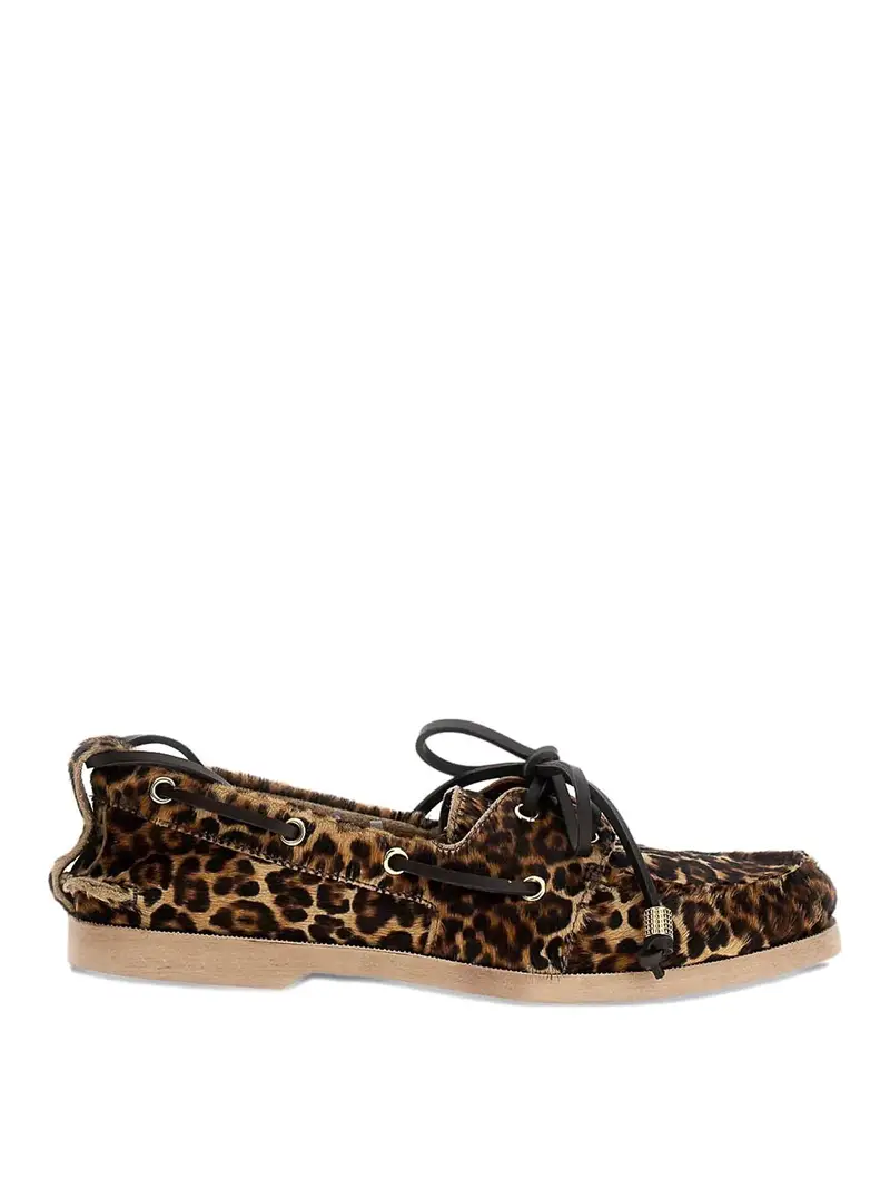 Mocassino Da Barca Horsy Leopard Beige