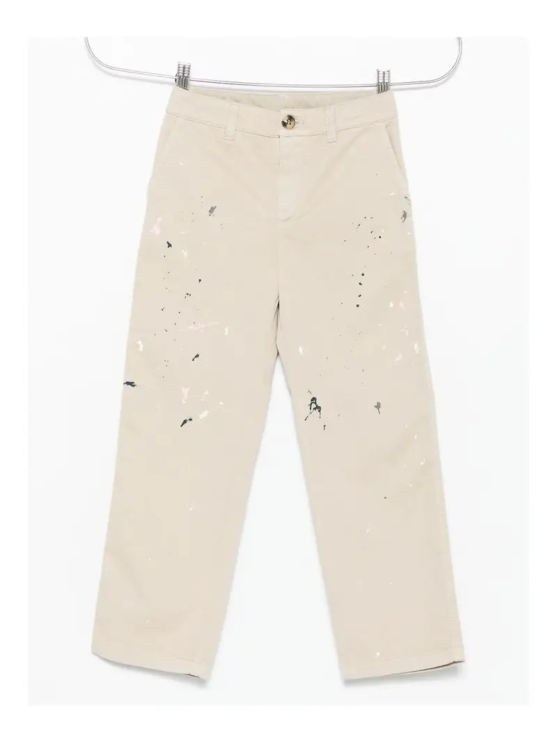Pantalone Con Spruzzi Beige