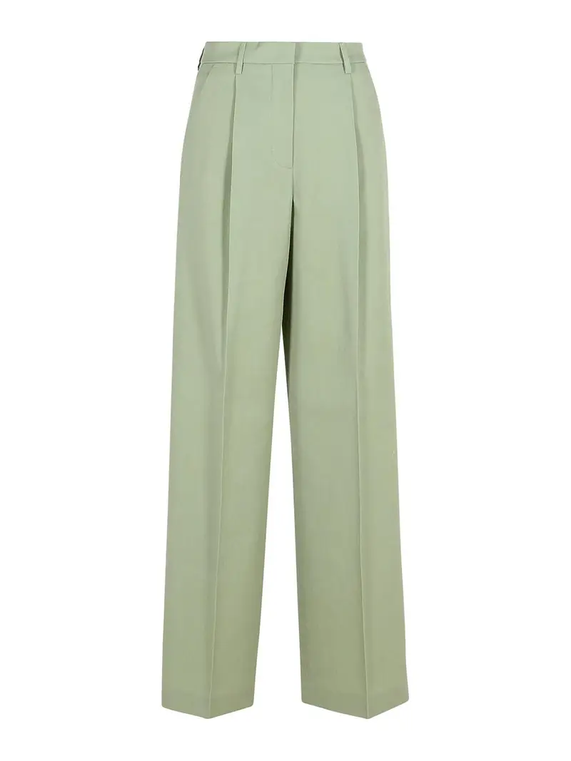 Pantaloni di lana vergine verde naomi