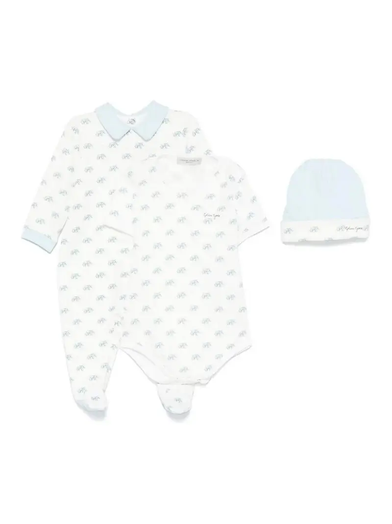 Set tutina per bambini con stampa di elefanti Blu