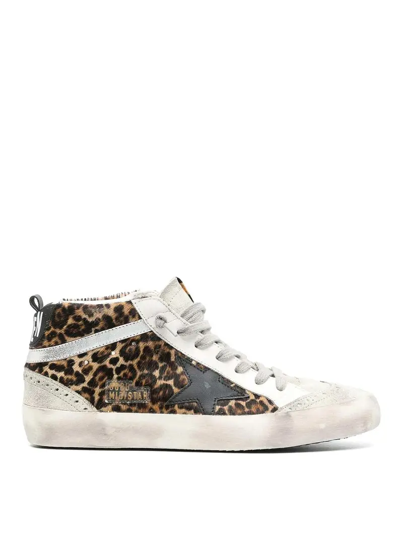 Sneaker in pelle a metÃ stella Animalier