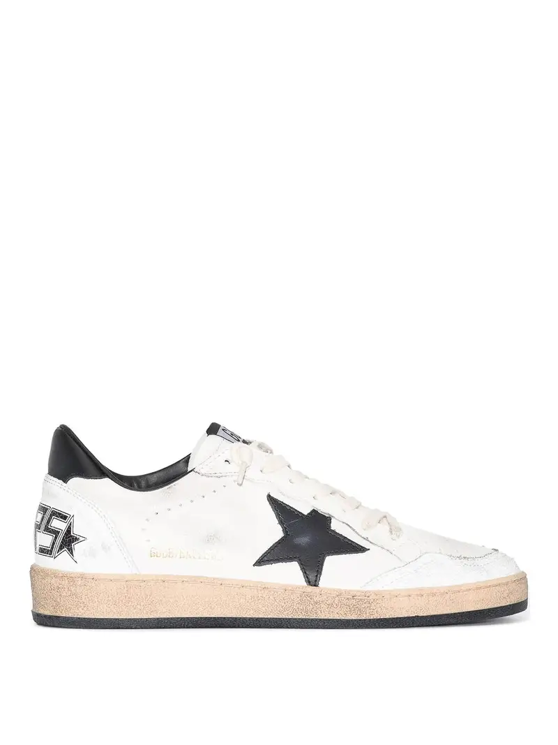 Sneaker in pelle con stella a sfera Bianco