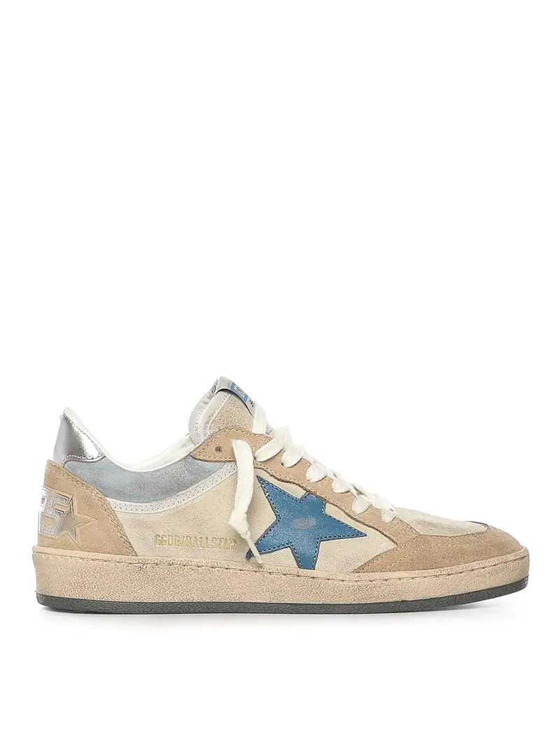 Sneaker in pelle con stella a sfera Bianco