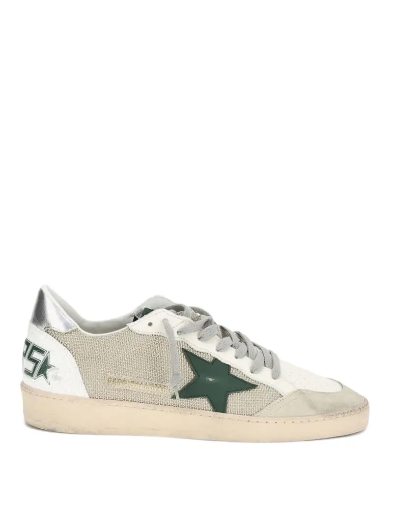 Sneakers in pelle con stella a sfera Beige