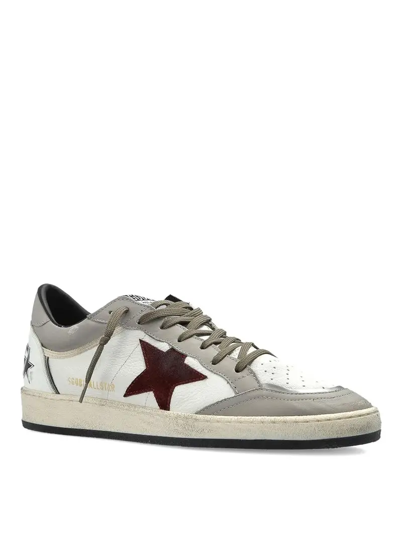 Sneakers in pelle con stella a sfera Bianco