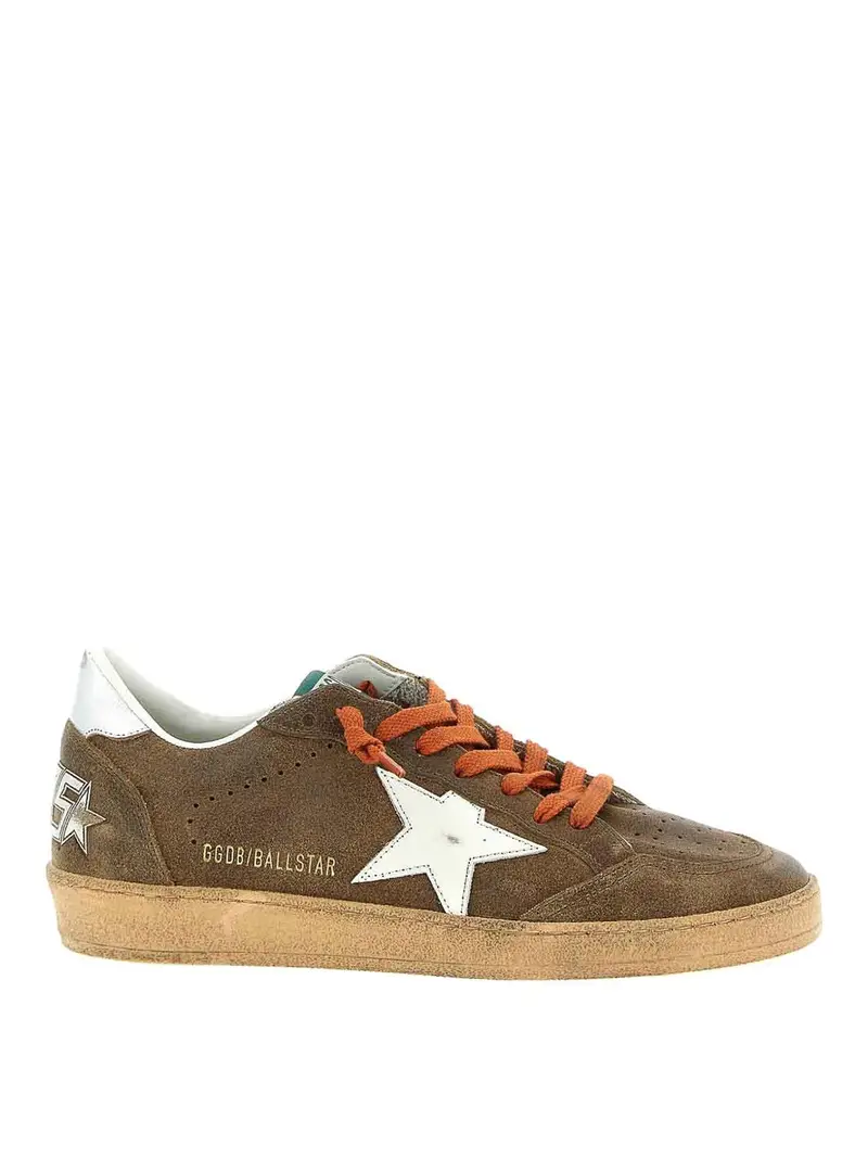 Sneakers in pelle con stella a sfera Marrone