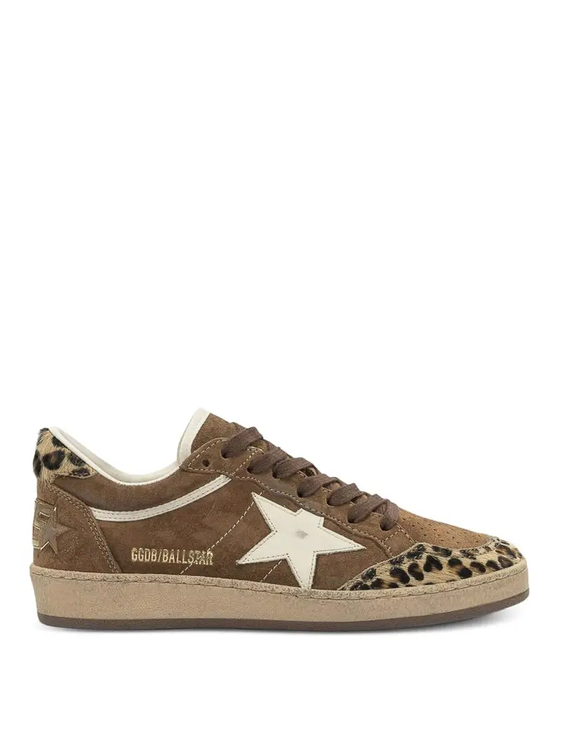 Sneakers in pelle con stella a sfera Marrone