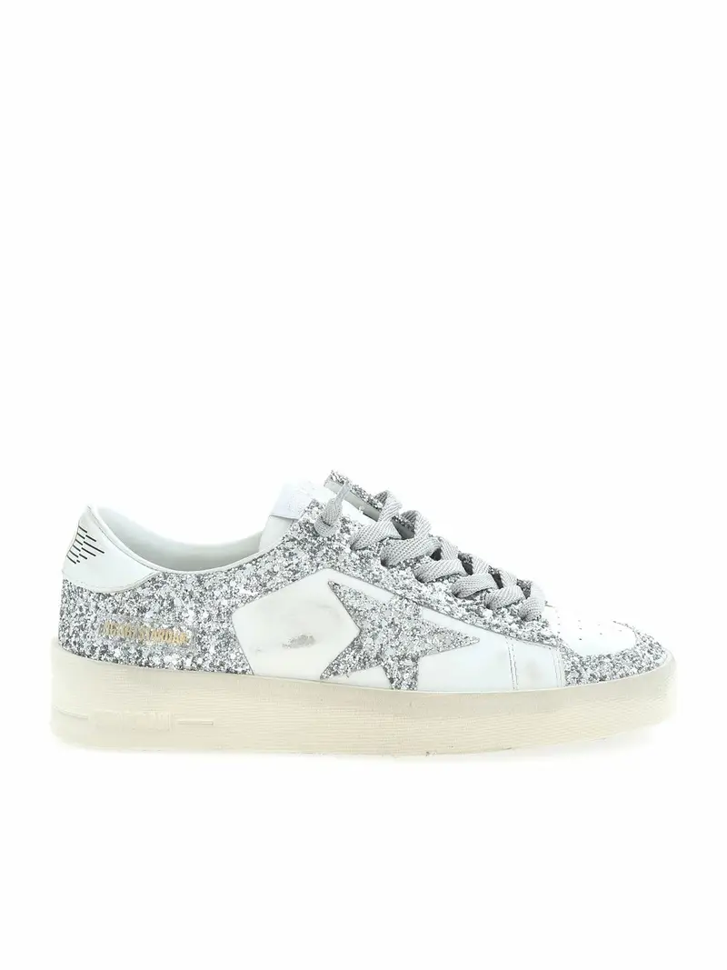 Sneakers Stardan con glitter bianche e argent Argento