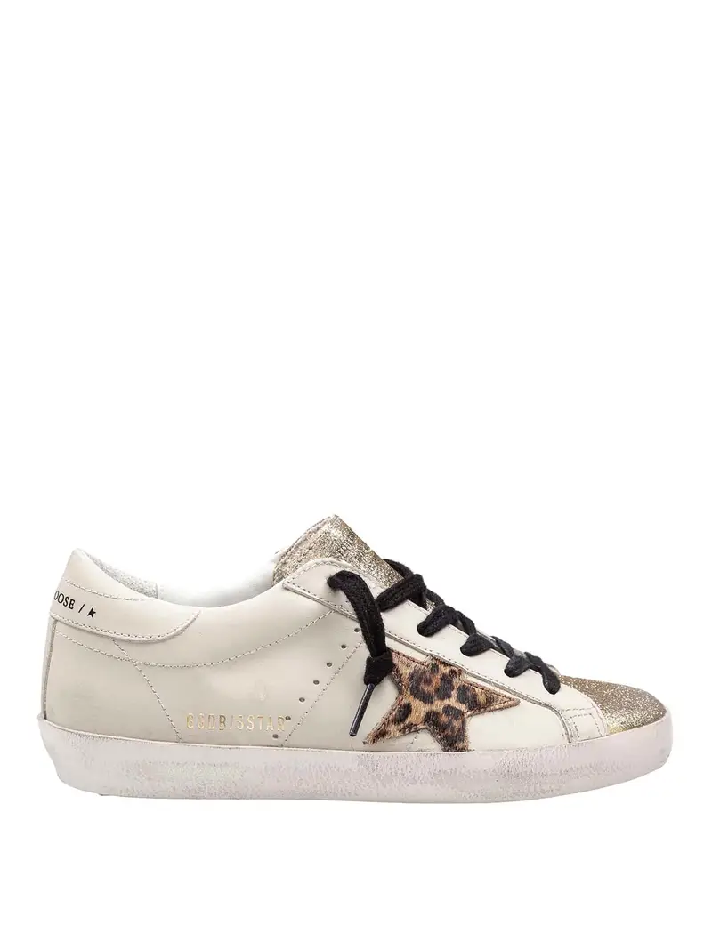 Sneakers Super Star In Glitter Oro Beige