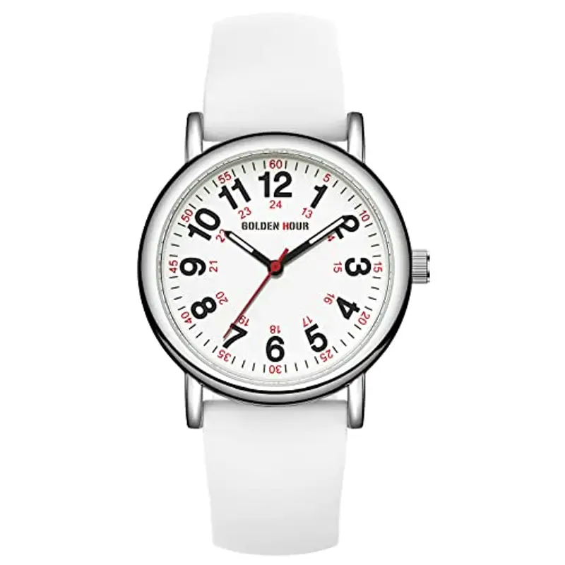 GOLDEN HOUR Orologio da Infermiere Impermeabile per Professionisti Medici, Studenti Donne Uomini - vari Colori Sfregamento, Quadrante Luminoso Facile da Leggere, 24 ore con Lancetta Dei Secondi miniatura 2
