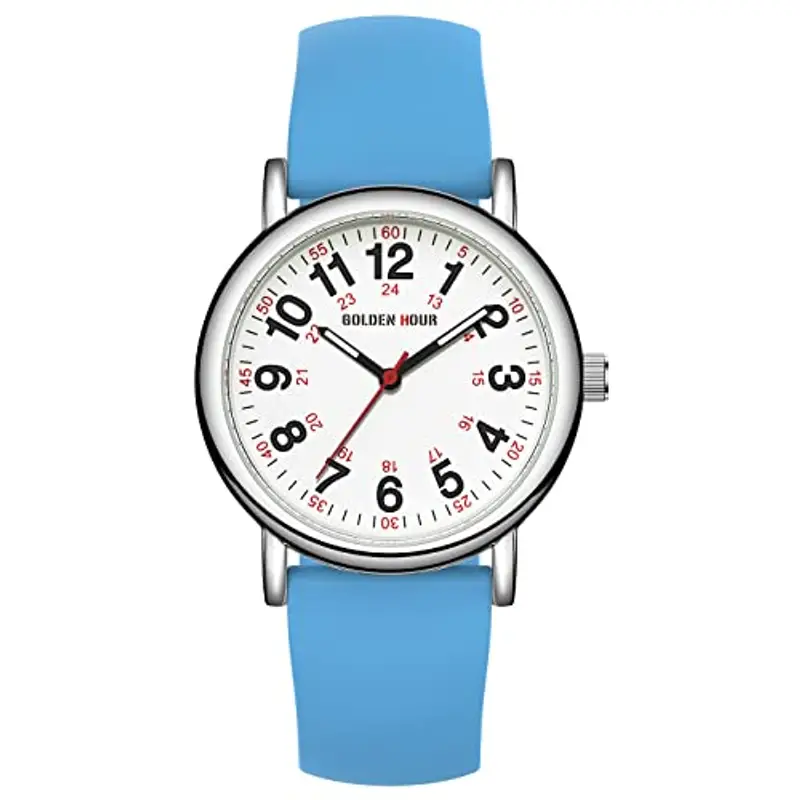 GOLDEN HOUR Orologio da Infermiere Impermeabile per Professionisti Medici, Studenti Donne Uomini - vari Colori Sfregamento, Quadrante Luminoso Facile da Leggere, 24 ore con Lancetta Dei Secondi miniatura 2