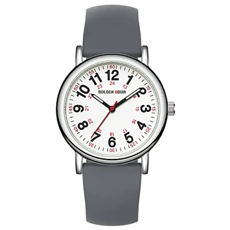 GOLDEN HOUR Orologio da Infermiere Impermeabile per Professionisti Medici, Studenti Donne Uomini - vari Colori Sfregamento, Quadrante Luminoso Facile da Leggere, 24 ore con Lancetta Dei Secondi miniatura 2