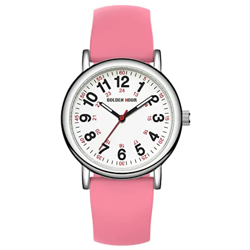 GOLDEN HOUR Orologio da Infermiere Impermeabile per Professionisti Medici, Studenti Donne Uomini - vari Colori Sfregamento, Quadrante Luminoso Facile da Leggere, 24 ore con Lancetta Dei Secondi miniatura 2