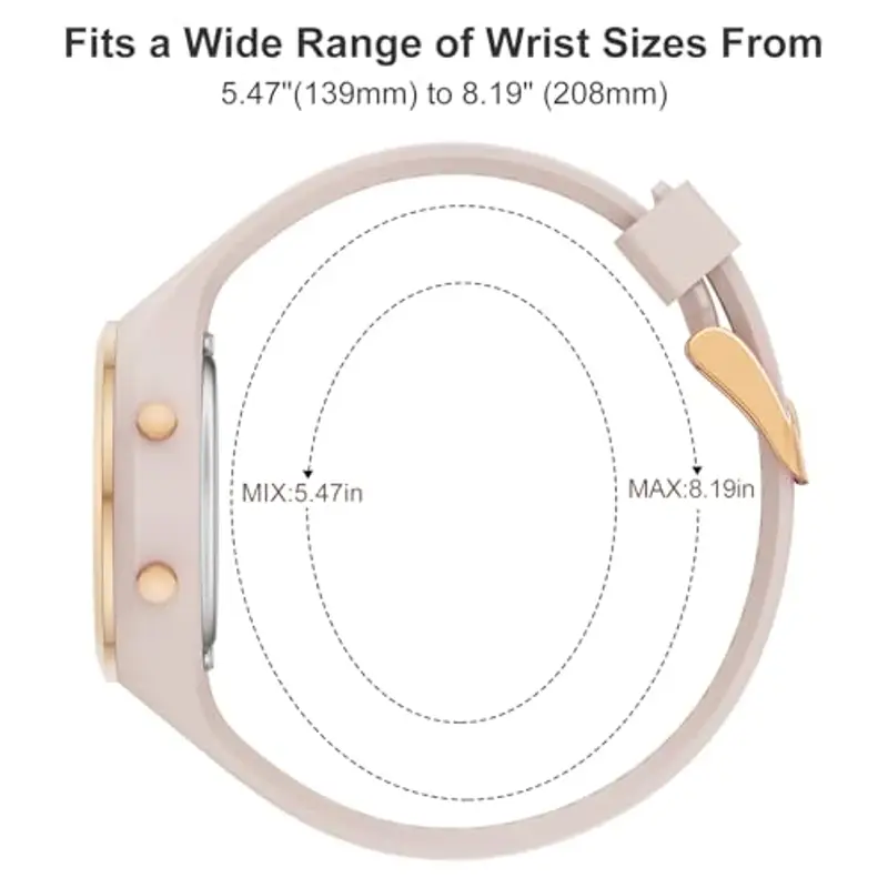 GOLDEN HOUR Orologio digitale da donna, impermeabile fino a 5 atm, sportivo, con cronografo luminoso, con data, settimana, mese, cinturino in silicone, orologio da nuoto per donna, Oro rosa/sabbia miniatura 3