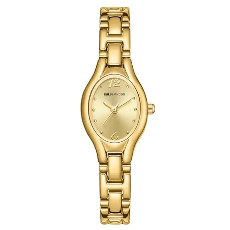 GOLDEN HOUR Orologio Donna Classico Ovale Piccolo, Analogico al Quarzo oro, Vintage, Impermeabile, alla Moda, Casual, con Bracciale in Acciaio Inossidabile, per Ragazze miniatura 2