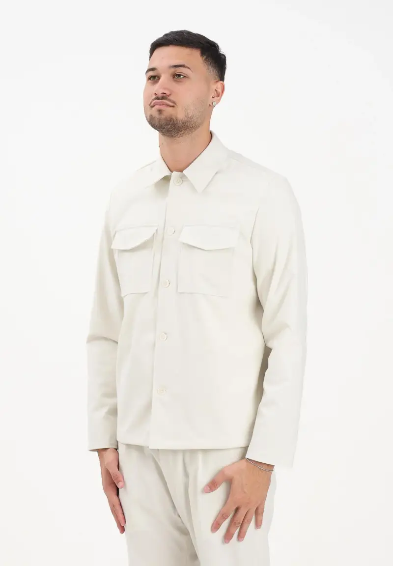 GOLDEN CRAFT Camicia a manica lunga Miller panna da uomo