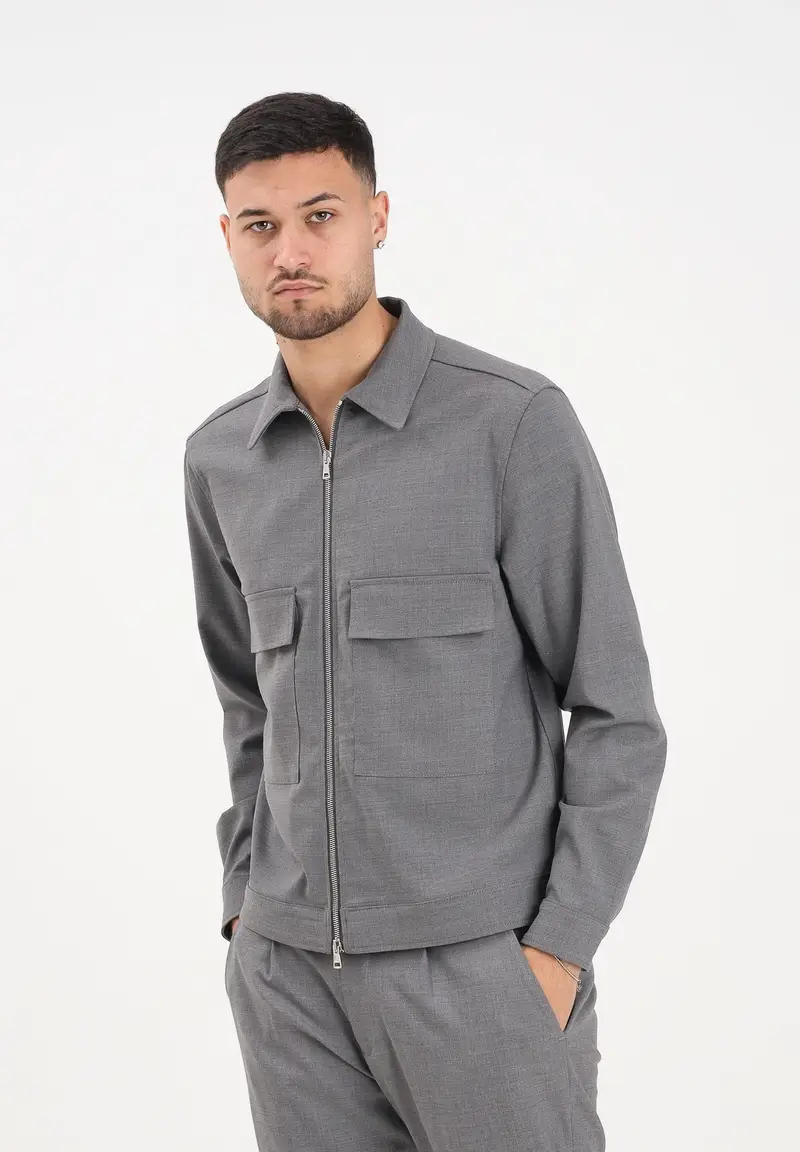 GOLDEN CRAFT Giacca con zip Carry grigia da uomo miniatura 2