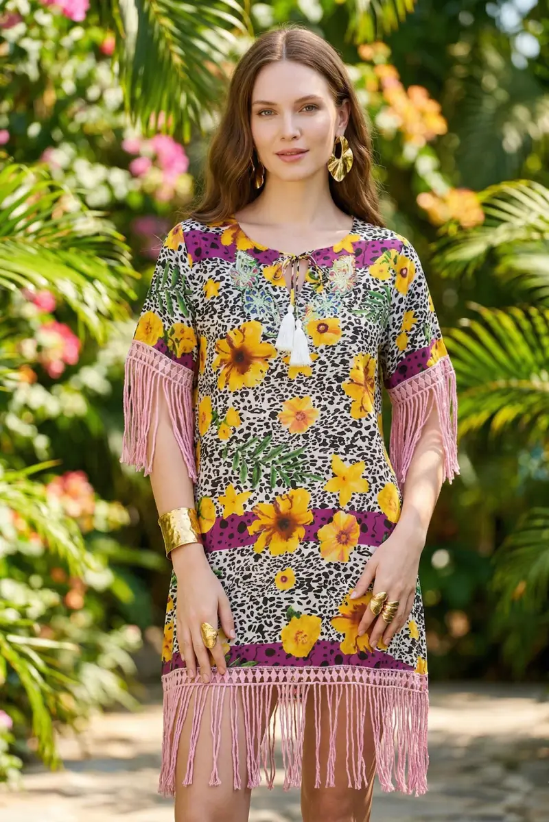 ABITO CON FRANGE | Colore Animalier |