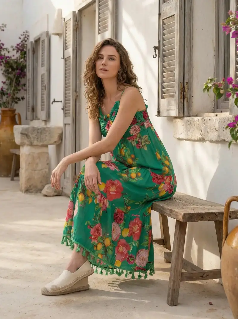 ABITO LUNGO CON CORPETTO | Colore Ibisco |