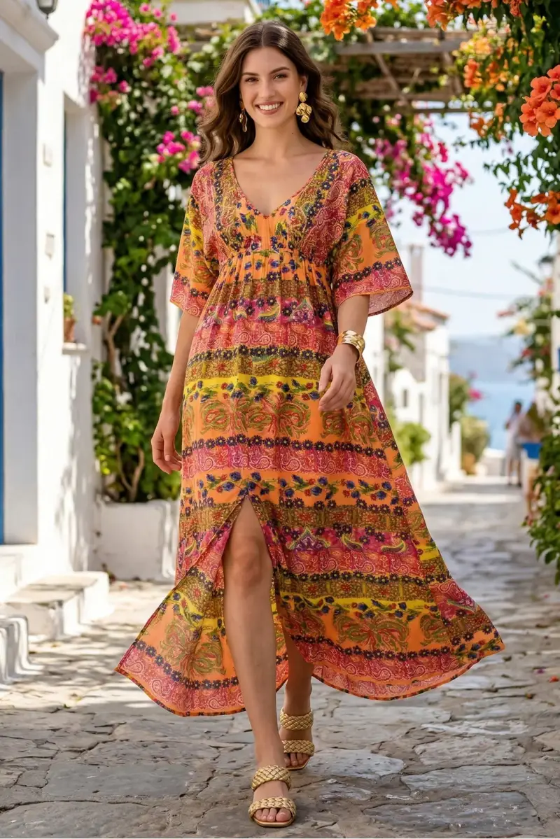 ABITO LUNGO CON SPACCO | Colore Ambra |