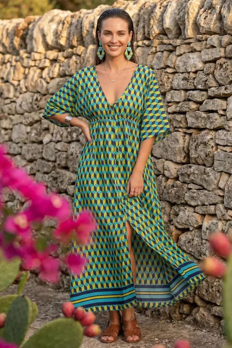 ABITO LUNGO CON SPACCO | Colore Cubi |